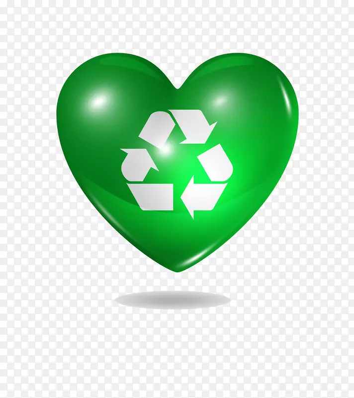 绿色立体爱心循环标志