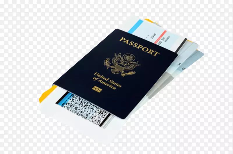 蓝色夹着机票的护照本实物