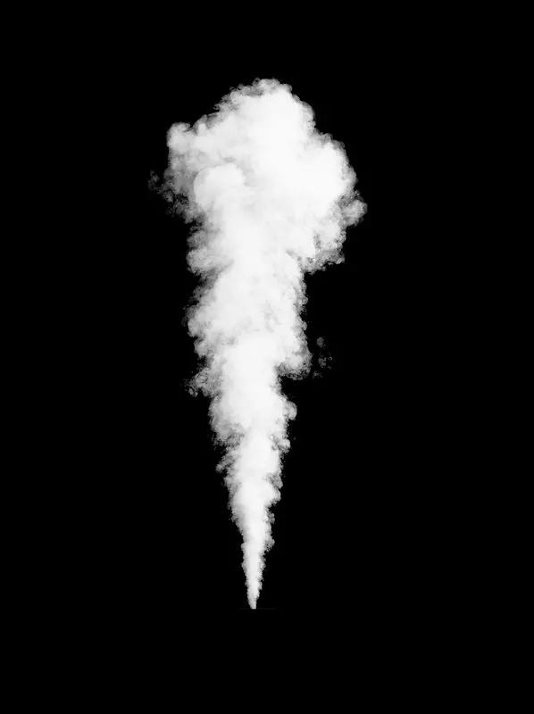 喷射的单个烟雾气柱 白色热气 免扣素材