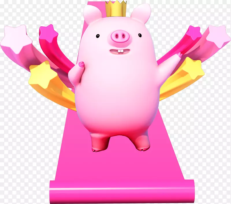 c4d立体粉色舞台小猪装饰