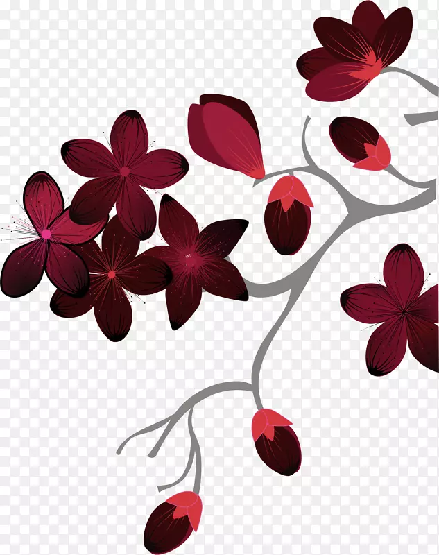 春天花朵花瓣素材赤红色