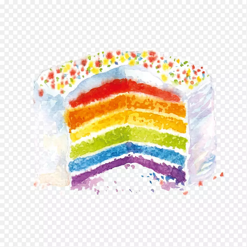 卡通奶油七色彩虹夹心蛋糕