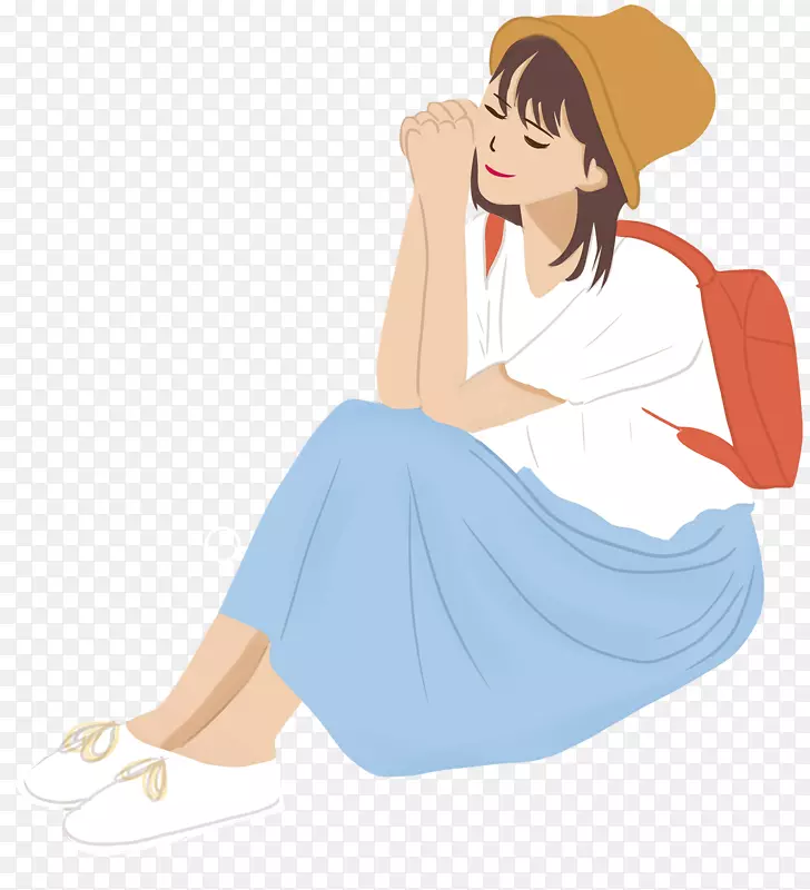 绿色手绘女孩4月你好海报