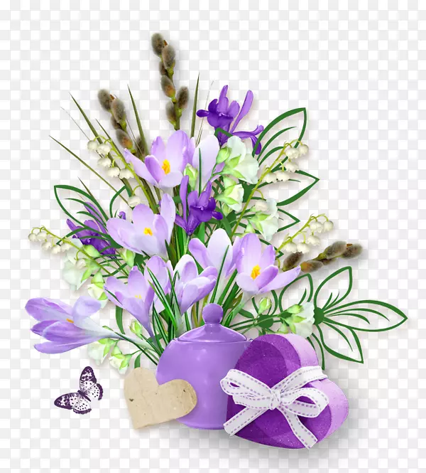 紫色花朵蝴蝶圆杯礼物盒
