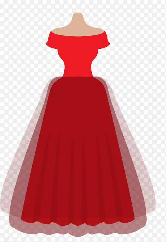红色蒙纱扁平裙子
