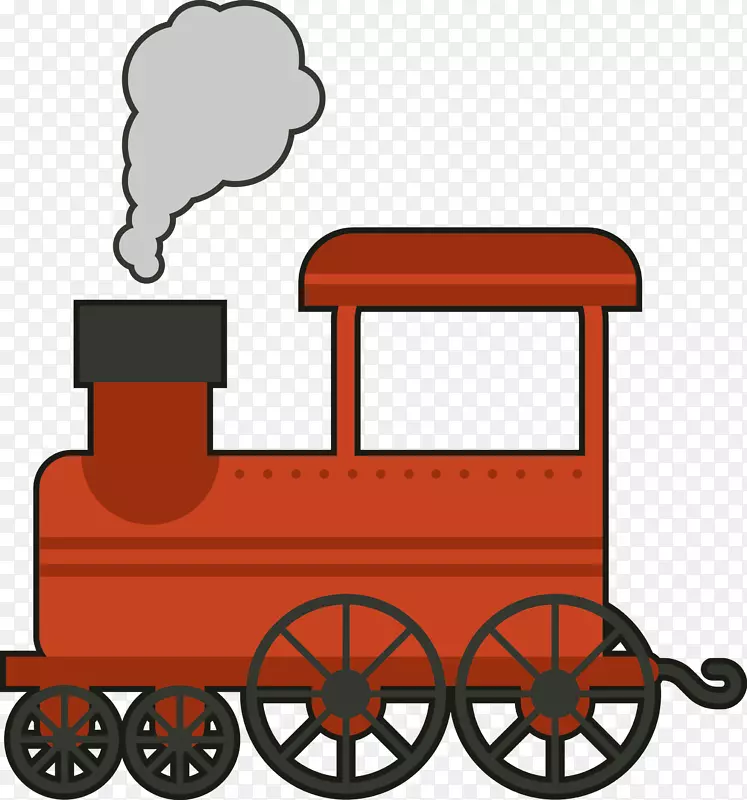 火车头红色上世纪矢量图