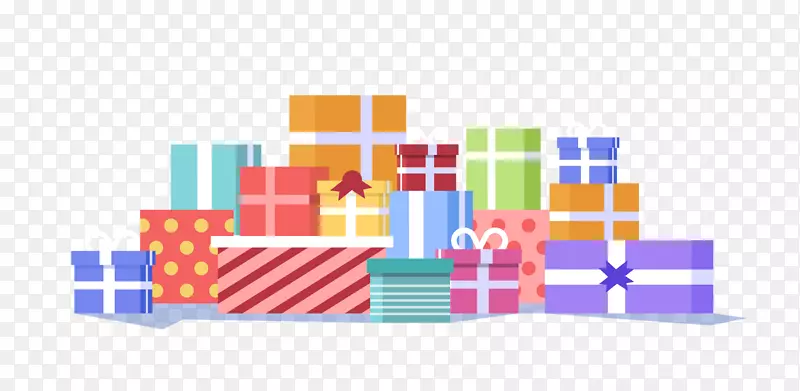 一堆彩色礼品盒矢量图