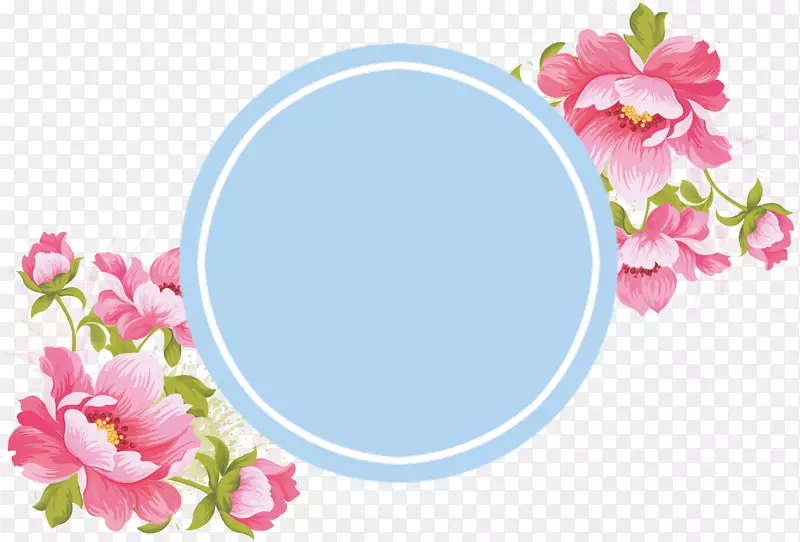 圆形花朵装饰文字框
