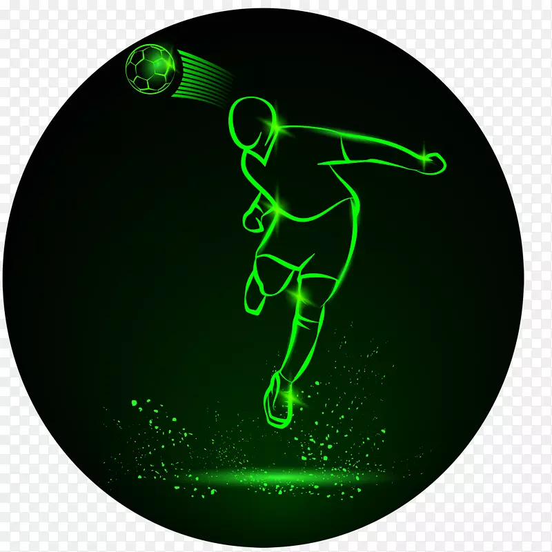 霓虹灯一个用头顶着球的运动员