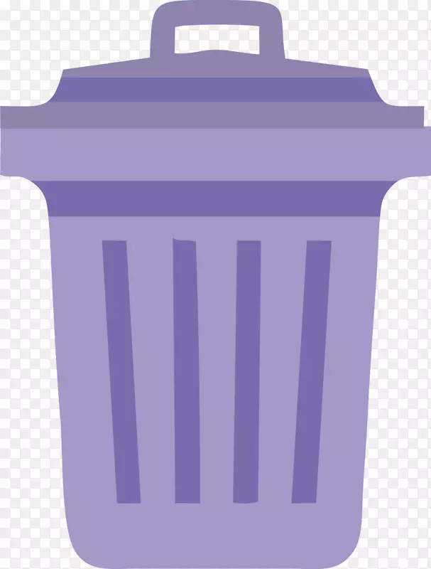 紫色扁平简约垃圾桶