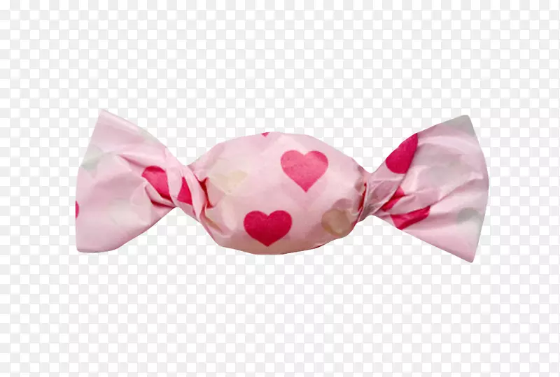 粉色画着爱心的包装的糖果