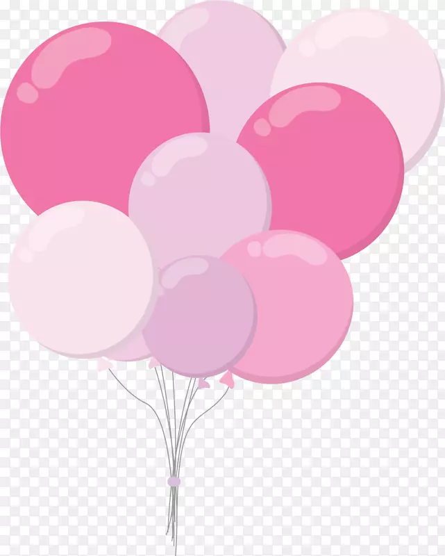 扁平粉红色气球束