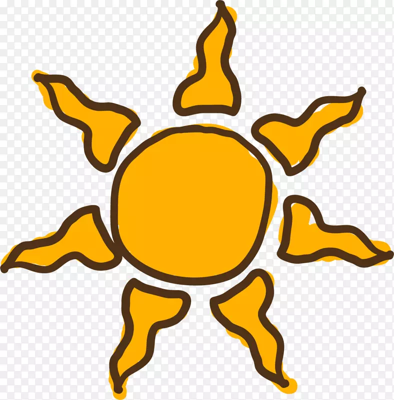 黄色扁平卡通太阳