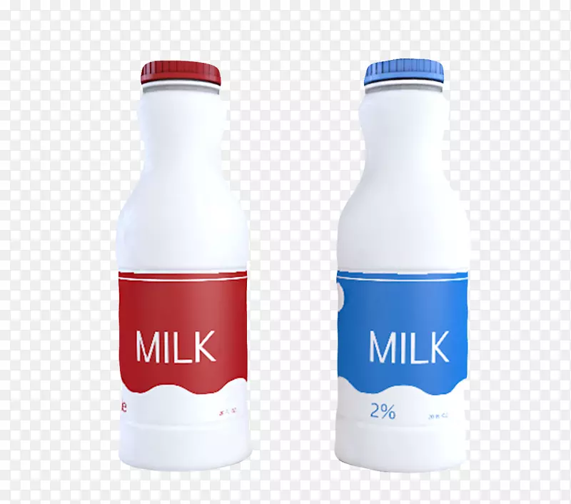 红色与蓝色图案酸奶瓶