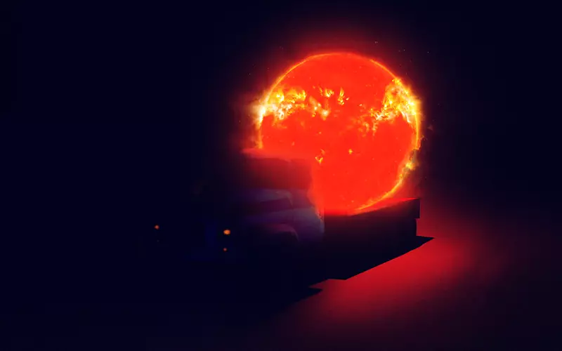 红色火焰圆球太阳海报背景