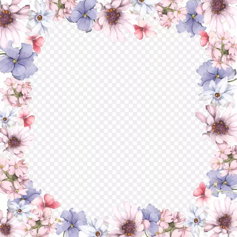 紫色春季花朵框架