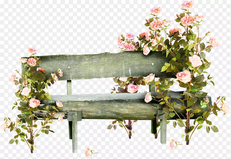 浪漫花草石头椅子