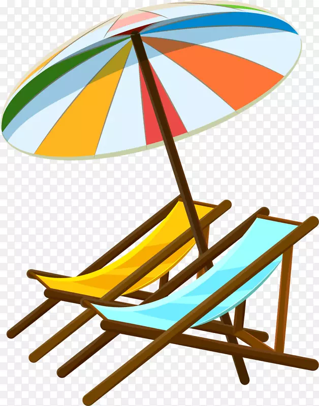 手绘矢量彩色沙滩椅