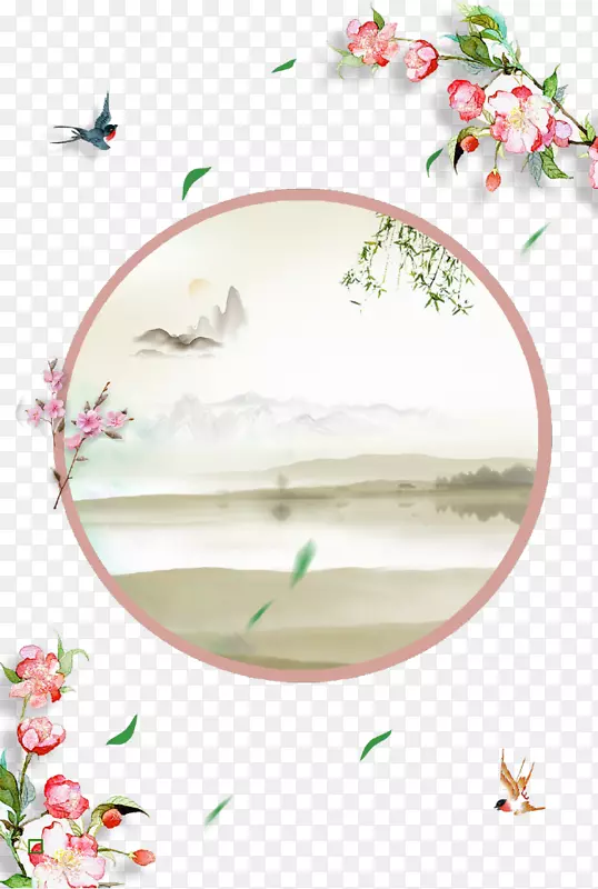 清新文艺圆形春季创意海报PNG图片素材下载_图片编号7315942-PNG素材网
