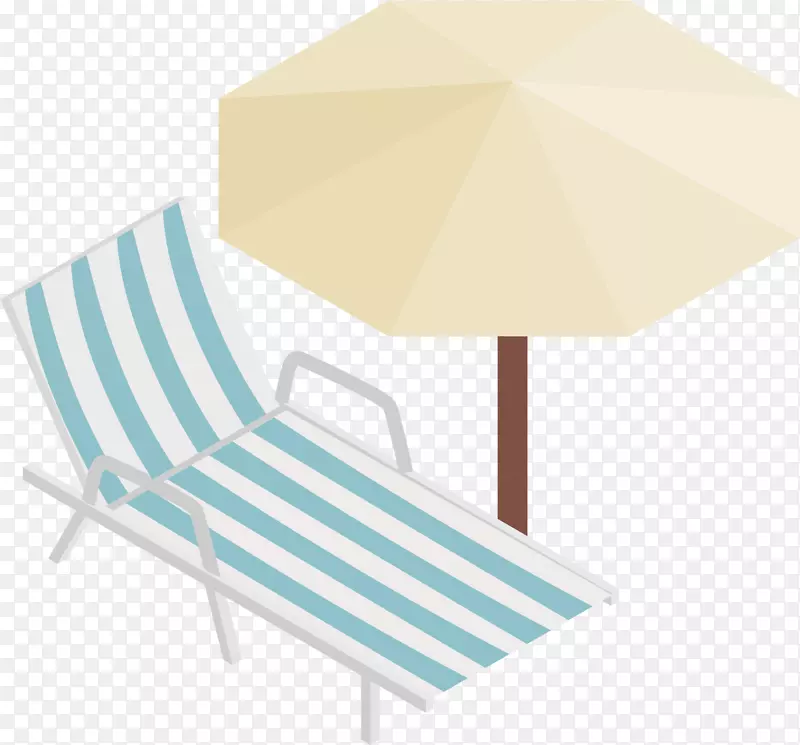 矢量图遮阳伞下的沙滩椅