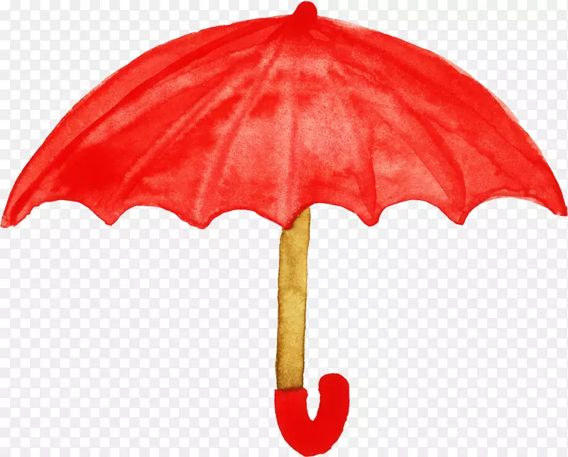 红色水彩雨伞简图