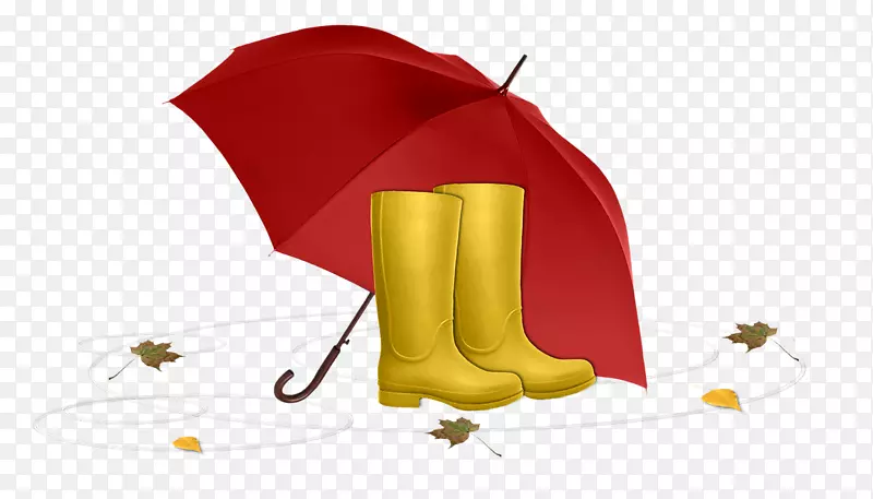 雨伞与雨鞋免扣高清png素材图片