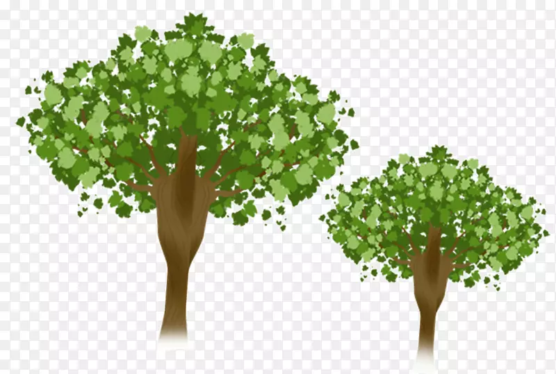卡通手绘绿色的树木