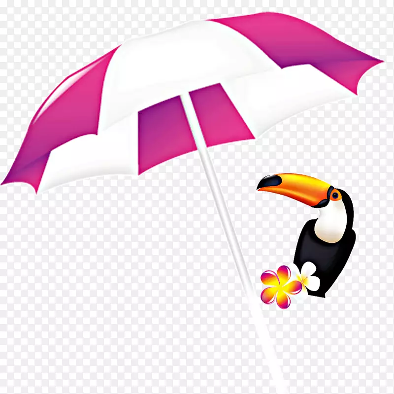 太阳伞和鸟儿插画