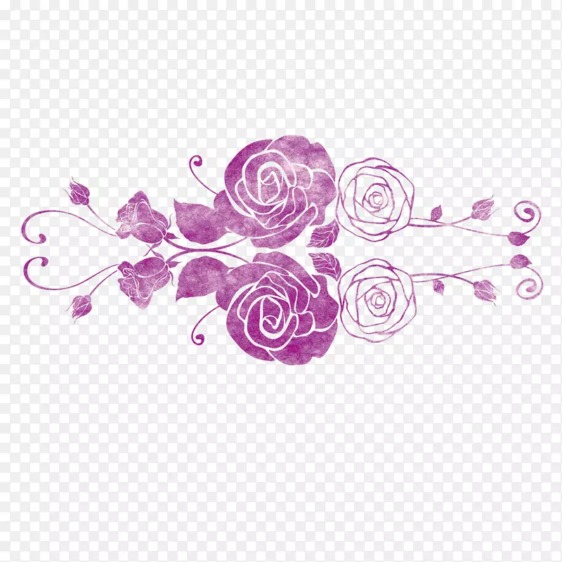 紫色玫瑰花装饰图案设计