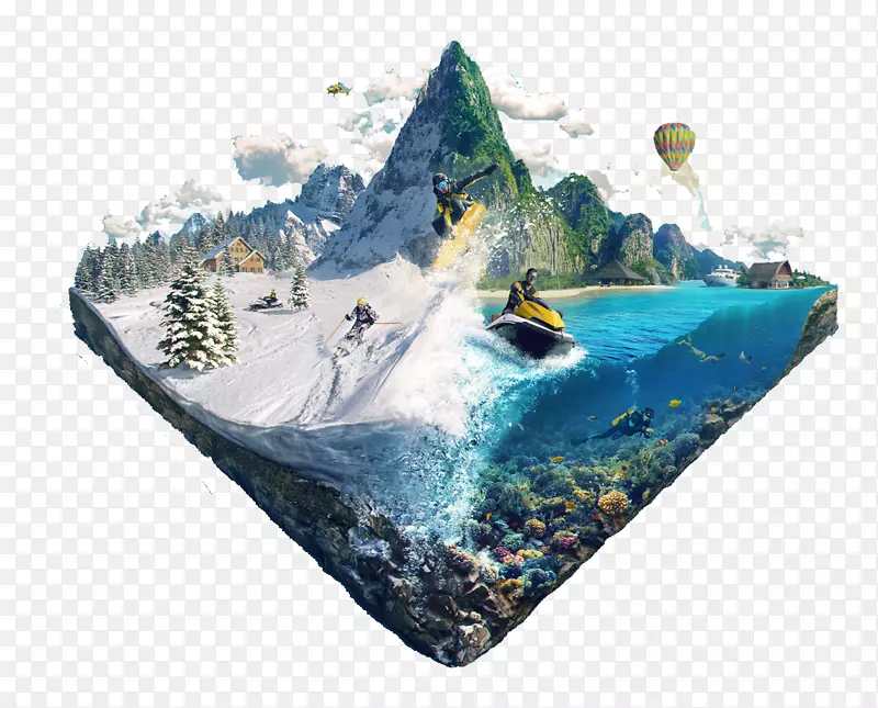 立体大山海洋素材
