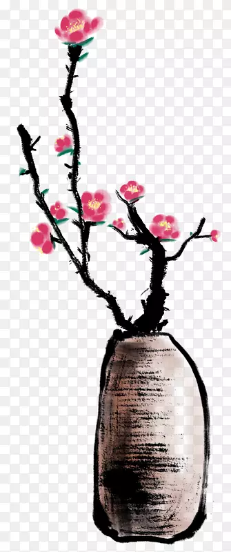 中国风手绘海棠花插画