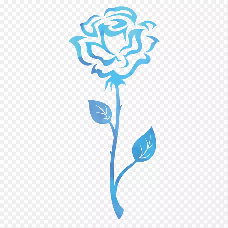 手绘蓝色玫瑰花装饰图案
