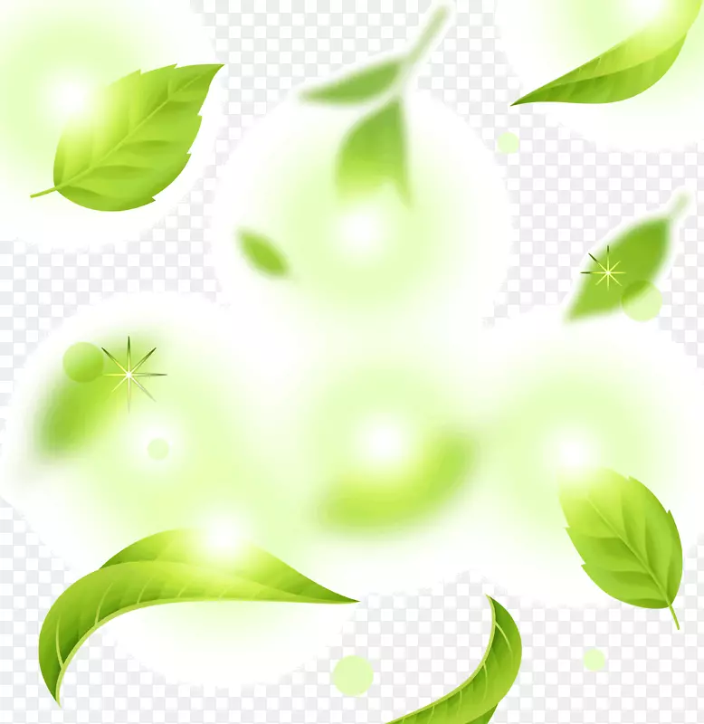 绿色清新树叶漂浮装饰图案