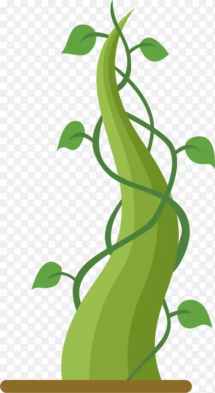 绿叶矢量卡通生长豆茎