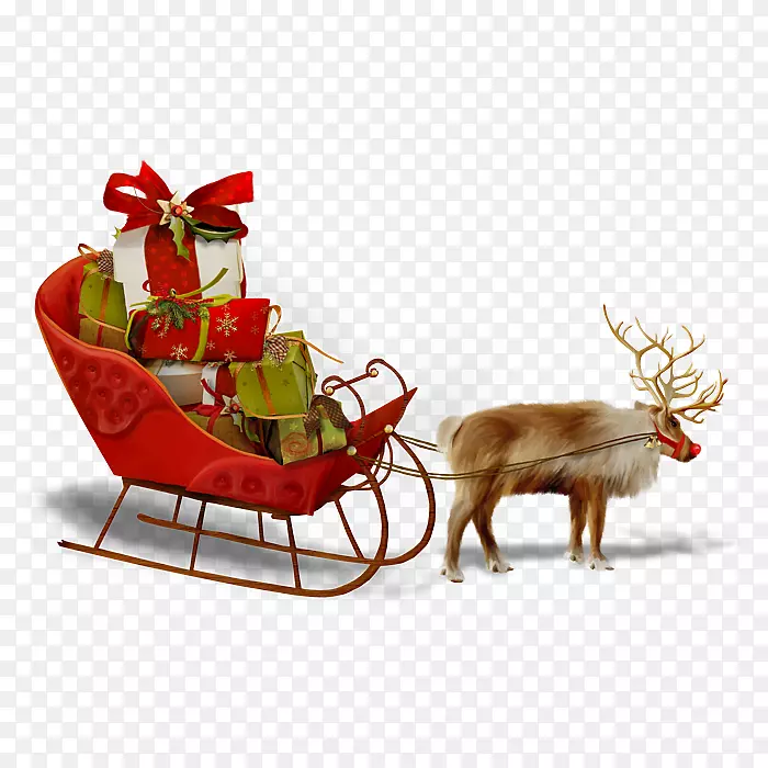 拉着礼物的圣诞麋鹿