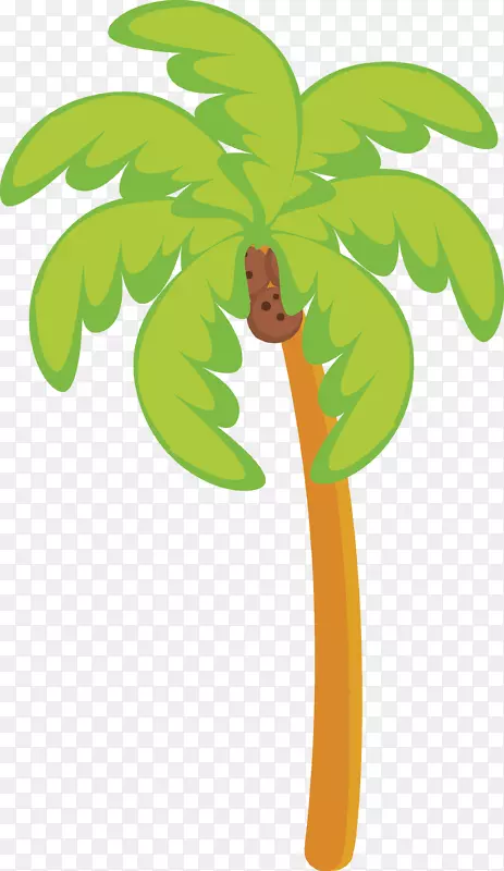手绘海岛椰树矢量素材