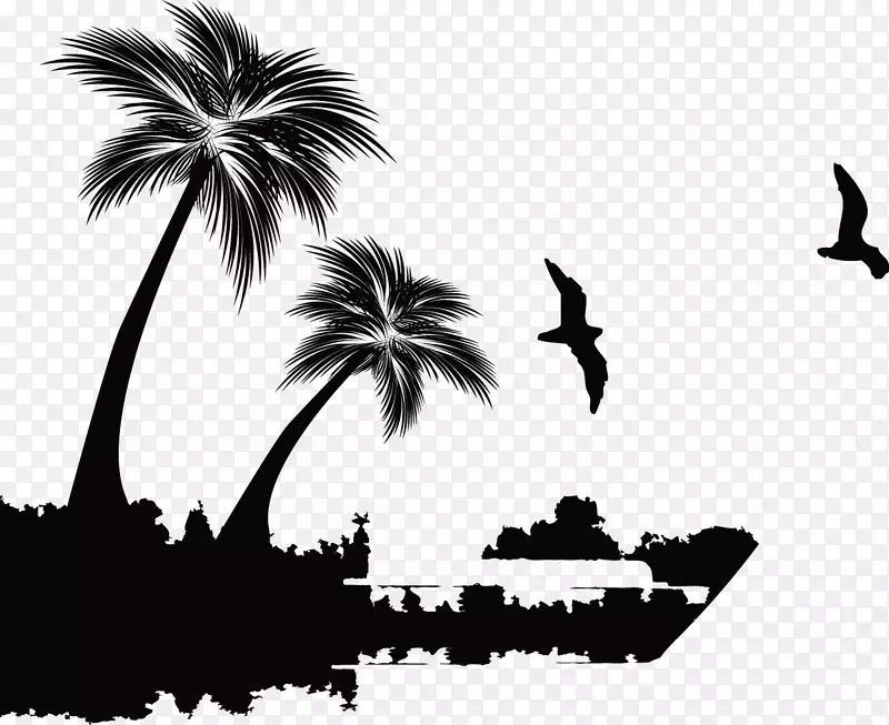椰子树和海鸥