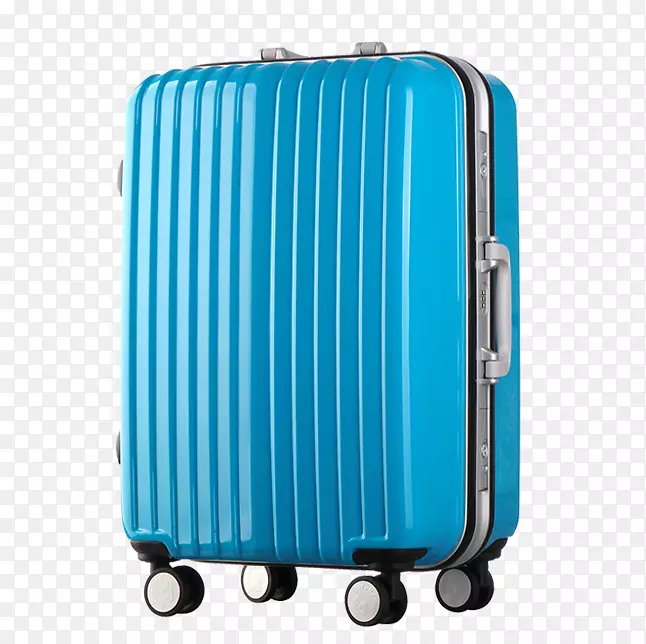 蓝色镜面旅行箱产品实物图