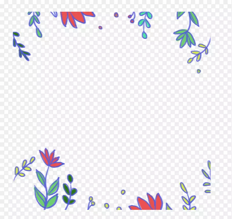 彩色植物装饰边框元素