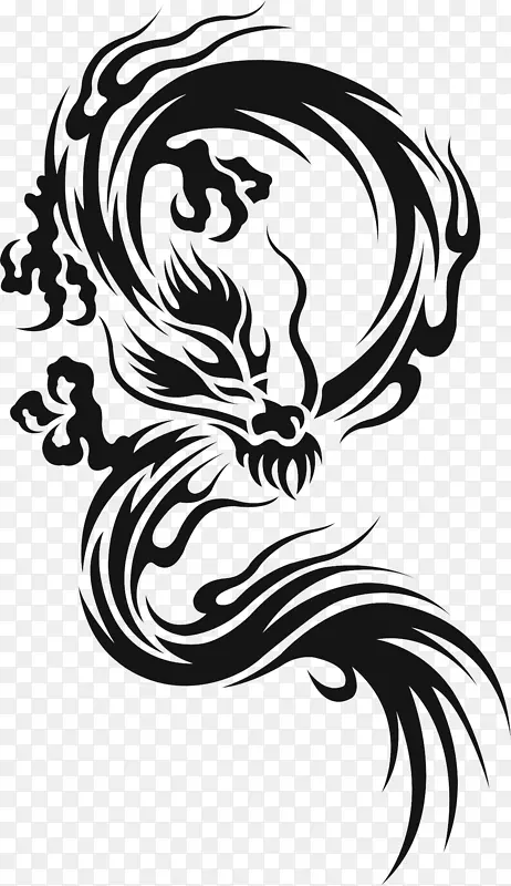 图腾中国龙纹身png 手绘