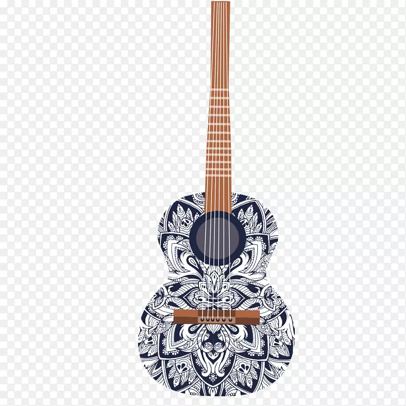 卡通吉他中国传统花纹装饰