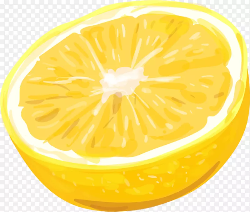黄色水彩美味柠檬
