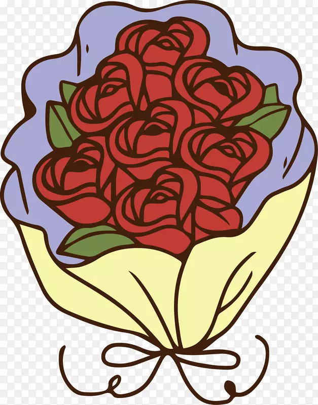 浪漫美丽的红玫瑰花束