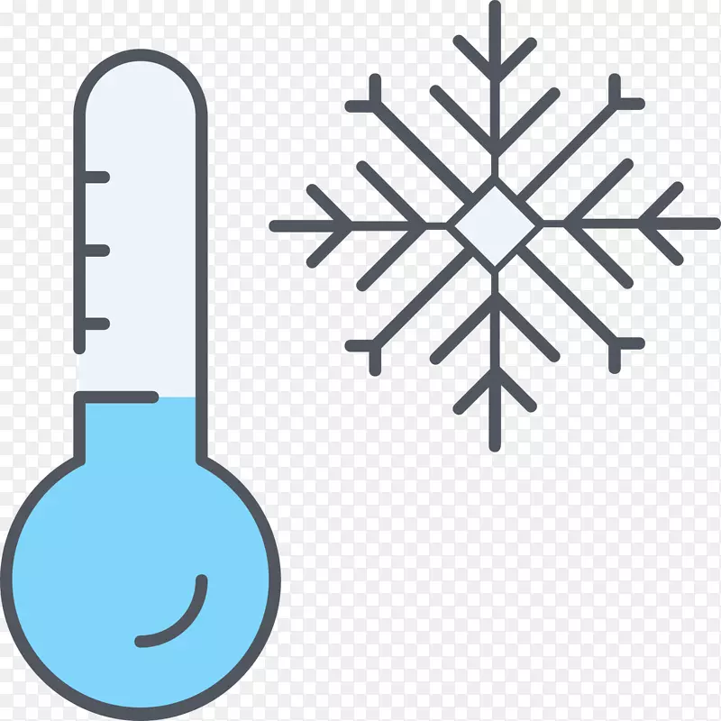 手绘温度计和雪花