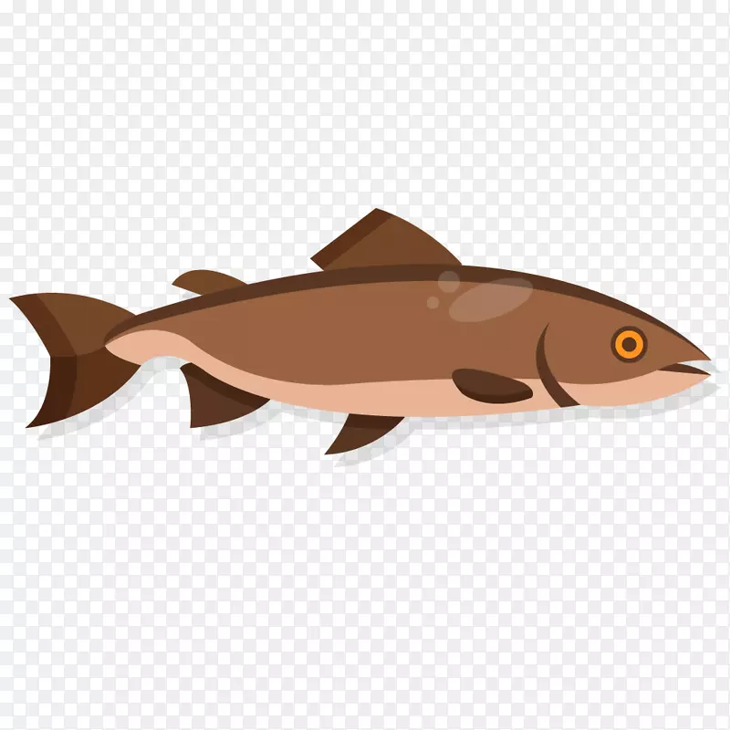 棕色鱼手绘卡通鱼类水族矢量素材
