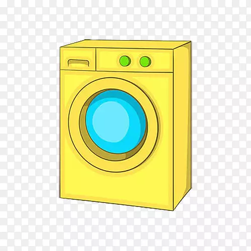 黄色简约滚筒洗衣机