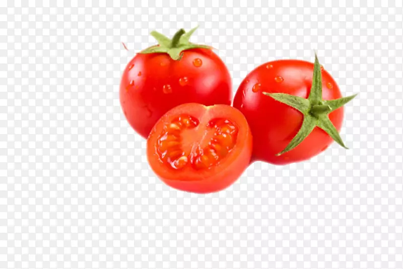 实物新鲜红色带藤切开樱桃番茄