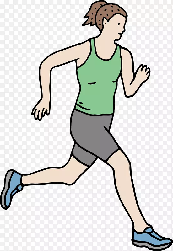 跑步健身主题绿衣女士矢量素材