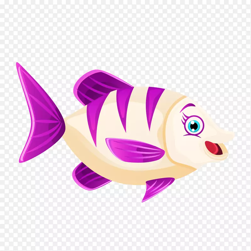 紫色卡通小鱼矢量图