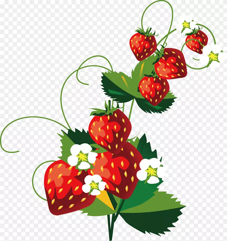 矢量卡通草莓水果素材